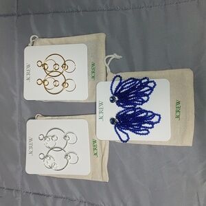 J. Crew Silver, Gold, and Blue Earring Trio